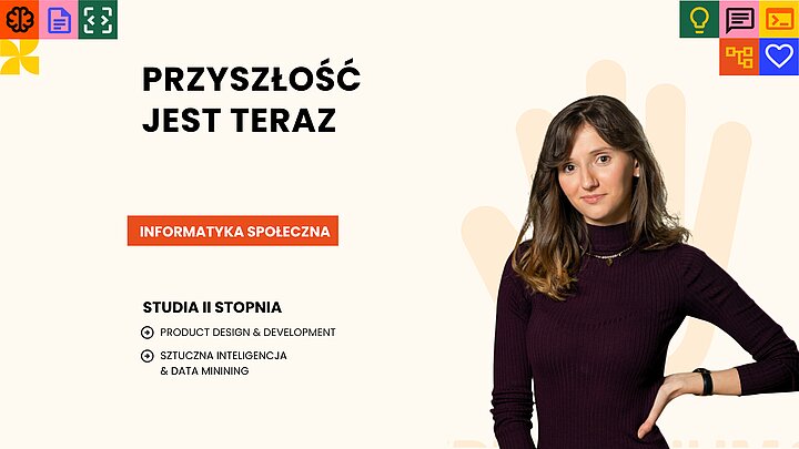 Grafika promujące specjalność informatyka społeczna